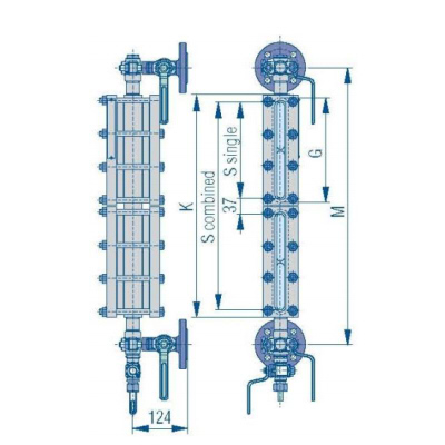 KLINGER Niveaumåling Bypass Transparentviser T-50D components tegning