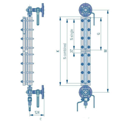 KLINGER Niveaumåling Bypass Refleksviser R-100D measurement chart