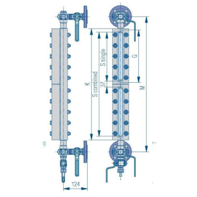 KLINGER Niveaumåling Bypass Refleksviser R-250RAV measurements tegning