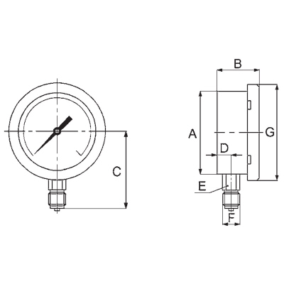 KLINGER Trykmåling Fantinelli Rounded Manometer 200 tegning 2