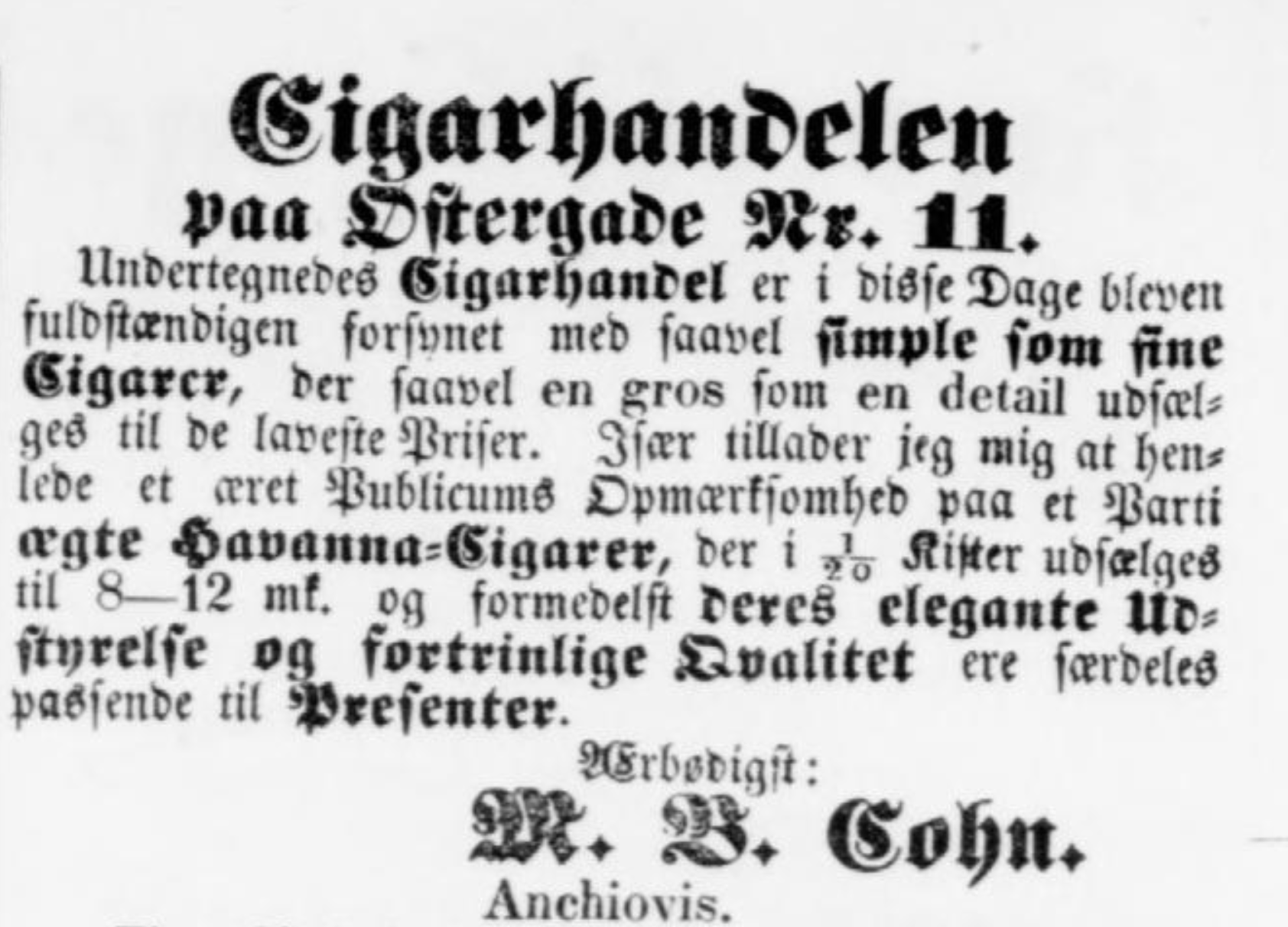 Cigar Annonce 1849 Mb Cohn